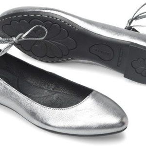 Born Kharen Silver Ballet Flats with Ankle Ties
